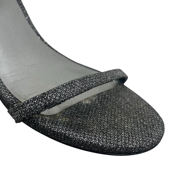 Stuart Weitzman Nudistcurve Lurex Glitter 75mm Sandals Black Gray Size 7M - Picture 6 of 14